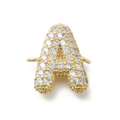 Brass Micro Pave Cubic Zirconia Letter Links X-KK-I717-04A-1