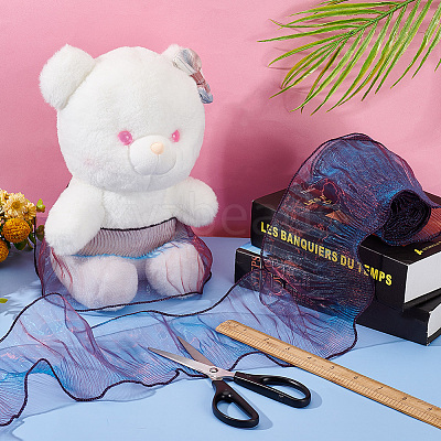 Mermaid Color Polyester Pleated Lace Trim Ribbon DIY-WH0401-58B-1