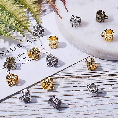 Tibetan Style Alloy Tube Bails TIBE-PH0005-07-NR-1