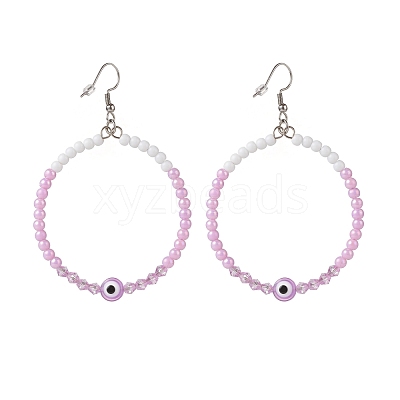 Resin Evil Eye & Acrylic Beaded Big Ring Dangle Earrings EJEW-JE04999-01-1