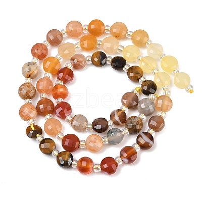 Natural Crazy Agate & Tiger Eye & Red Aventurine & Dyed White Jade & Red Agate Beads Strands G-Z135-B06-1