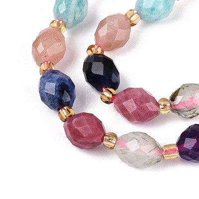 Natural Sodalite & Rhodonite & Prehnite & Amethyst & Rose Quartz & Flower Amazonite & Sunstone Beads Strands G-N358-04A-01-1
