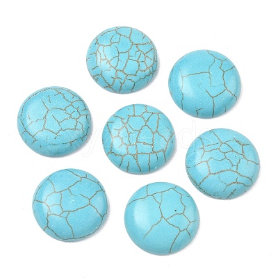 Craft Findings Dyed Synthetic Turquoise Flat Back Dome Cabochons LS-X-TURQ-S266-20mm-01-1