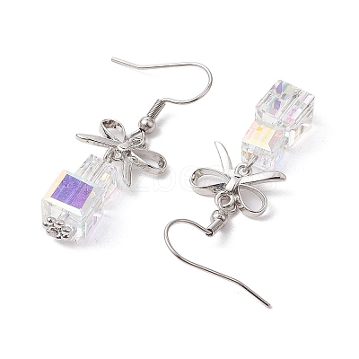 Brass with Glass Dangle Earrings for Women EJEW-TA00550-1