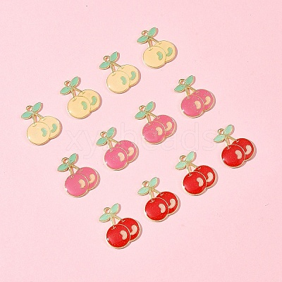 12Pcs 3 Colors Light Gold Plated Alloy Enamel Pendants FIND-FS0002-83-1