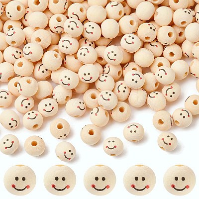 Printed Wood Beads WOOD-C001-02A-1