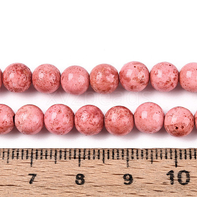 Dyed Synthetic Fossil Beads Strands G-T139-6mm-66D-1