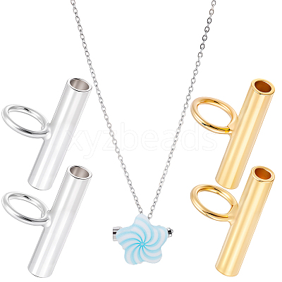 4Pcs 2 Colors 925 Sterling Silver Pin to Pendant Converter STER-BBC0009-17A-1
