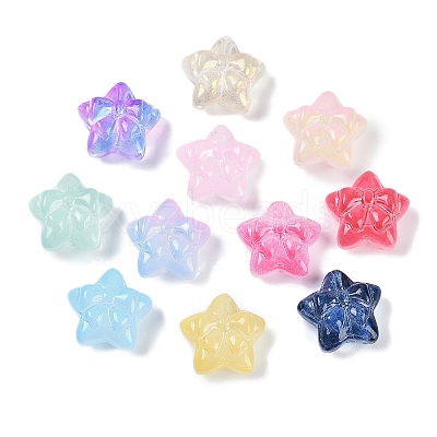 Transparent Spray Paint Glass Beads X-GLAA-H035-02-1