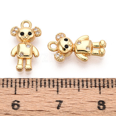 Brass Micro Pave Clear Cubic Zirconia Pendants KK-T078-02G-03-1