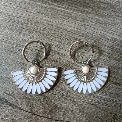 Alloy Enamel Fan Hoop Earrings FS-WGDB6C8-03-1