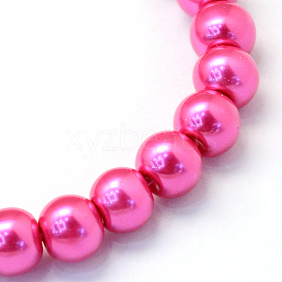 Baking Paint Pearlized Glass Pearl Round Bead Strands HY-Q330-8mm-10-1