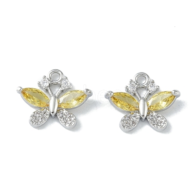 Brass Micro Pave Clear Cubic Zirconia Charms KK-H482-09P-02-1