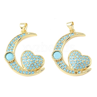 Brass Micro Pave Sky Blue Cubic Zirconia Pendants CU-CBA6938-04G-04-1
