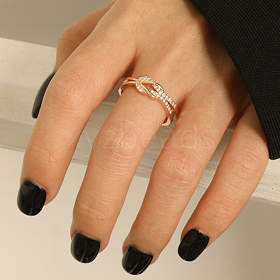 Knot 925 Sterling Silver Micro Pave Clear Cubic Zirconia Finger Rings for Women FS-WG39CEA-13-1