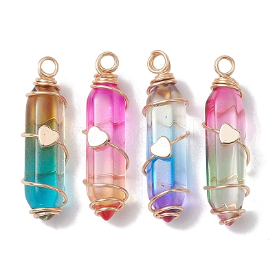 4Pcs 4 Colors Glass Pendant PALLOY-JF02563-S-1
