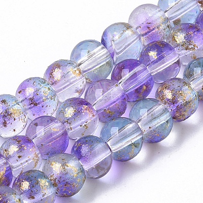 Transparent Spray Painted Glass Bead Strands GLAA-N035-03A-B05-1