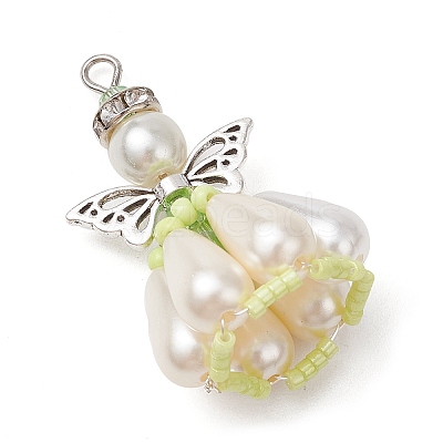 Pearlized Glass Pearl Beads  Pendants PALLOY-MZ00487-1