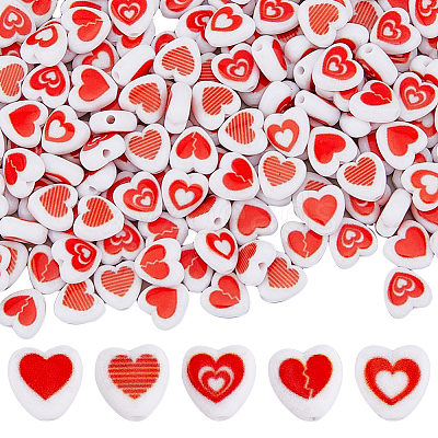 250Pcs 5 Styles Opaque Acrylic Enamel Beads OACR-FH0001-051-1