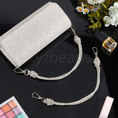 2Pcs Glass Rhinestone Rubber Cord Bag Handles FIND-PH0059-68C-1