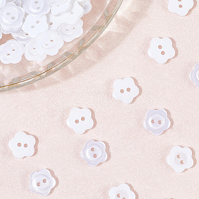 200Pcs 2-Hole Resin Buttons RESI-SP0001-52B-1