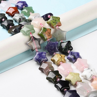 Natural & Synthetic Mixed Gemstone Beads Strands G-NH0005-025-1