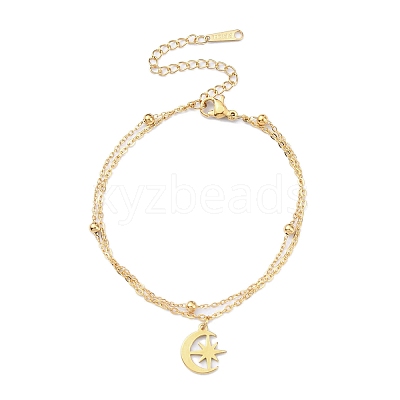 304 Stainless Steel Cable & Satellite Chains Double Layer Multi-strand Bracelet LS-BJEW-E092-04G-1