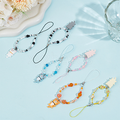 Glass & Resin Mobile Straps HJEW-BC00030-1