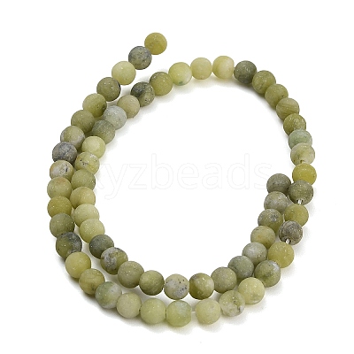 Frosted Natural Chinese Jade Southern Jade Beads Strands G-M248-6mm-06-1