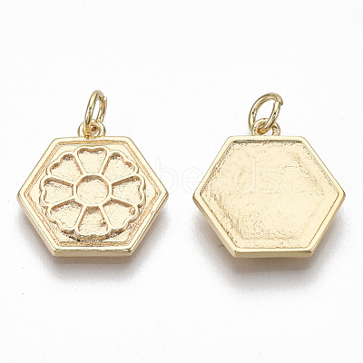 Brass Pendant Settings For Enamel KK-S356-003G-NF-1