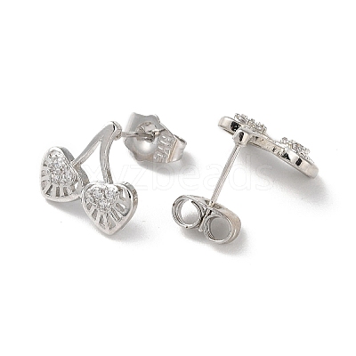 Brass Rhinestone Stud Earrings EJEW-Z021-26P-1