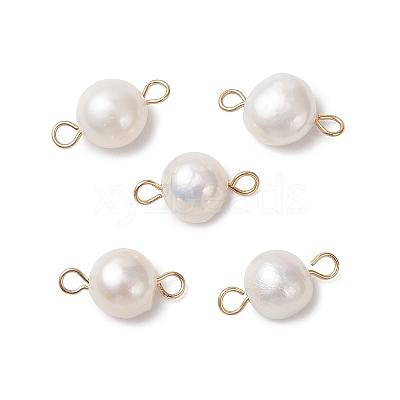 Natural Pearl Two Sides Polished Connector Charms PALLOY-JF04637-1