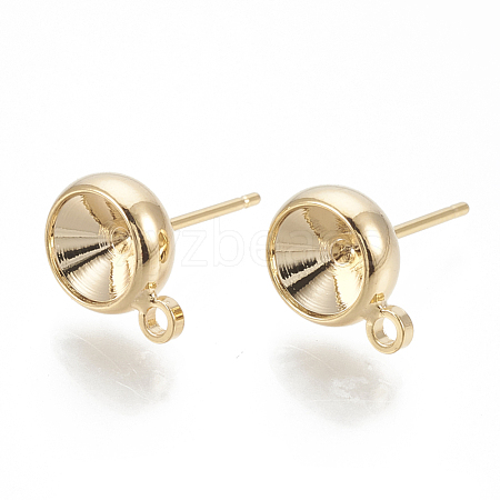 Brass Stud Earring Settings KK-Q750-070D-G-1