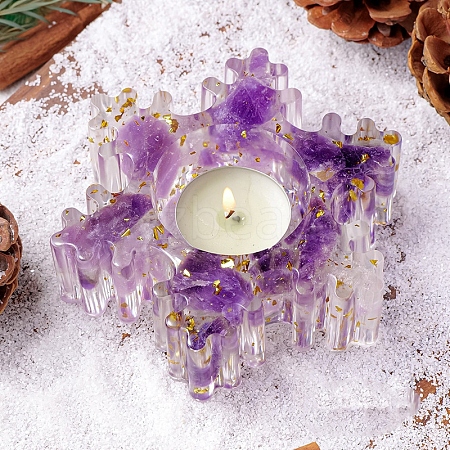 Natural Amethyst & Resin Candle Holder Molds DJEW-H012-02A-1