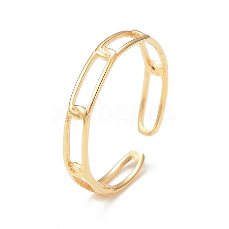 Ion Plating(IP) 304 Stainless Steel Hollow Out Oval Open Cuff Ring for Women RJEW-I096-09G-1