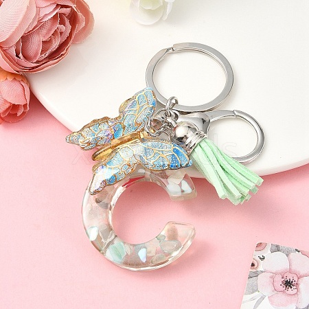 Resin & Acrylic & Faux Suede Tassel Keychain KEYC-YW00126-03-1