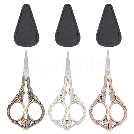 Unicraftale 3Pcs 3 Colors Stainless Steel Bird Scissors with Alloy Handle SENE-UN0001-01-1