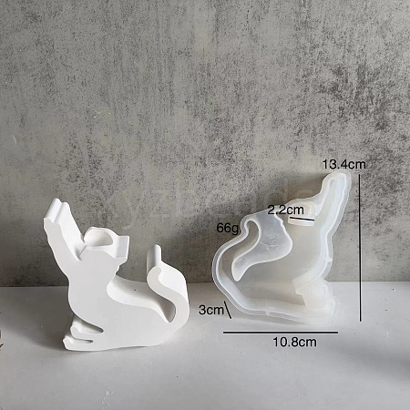 Cat Shape Food Grade Silicone Candle Holder Molds PW-WG53657-04-1