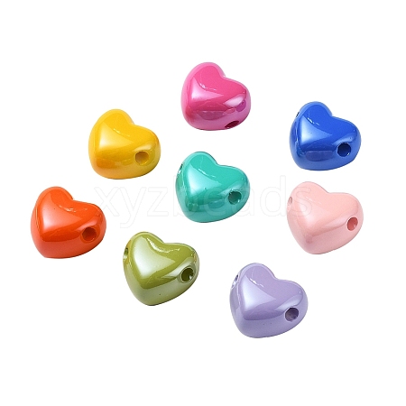 32Pcs 8 Colors Opaque Acrylic European Beads MACR-YW0001-42-1