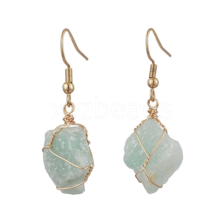 Natural Green Aventurine & 304 Stainless Steel Dangle Earrings for Women EJEW-JE06237-02-1