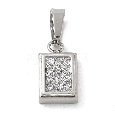 Ion Plating(IP) 304 Stainless Steel Micro Pave Cubic Zirconia Pendants STAS-Z107-02P-07-1