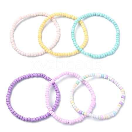 6Pcs 6 Color Glass Seed Beaded Stretch Bracelets Set BJEW-JB09509-1