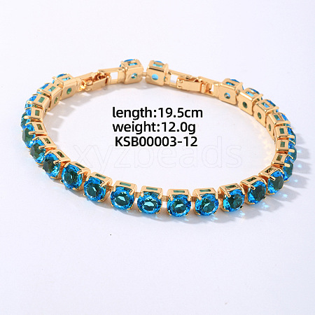 Hip-hop Brass Micro Cubic Zirconia Link Chain Bracelets for Men and Women FX8797-12-1