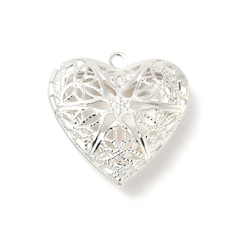 Hollow Heart Brass Locket Pendants KK-K414-12C-S-1
