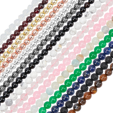15 Strands 15 Style Natural & Synthetic Gemstone Beads Strands G-OC0002-10-1