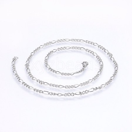 Non-Tarnish 304 Stainless Steel Figaro Chain Necklaces NJEW-F227-03-01-1