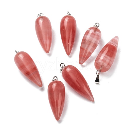 Cherry Quartz Glass Pointed Pendants G-F705-01Q-P-1