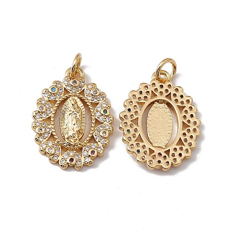 Brass Micro Pave Clear Cubic Zirconia Pendants KK-G439-10G-1