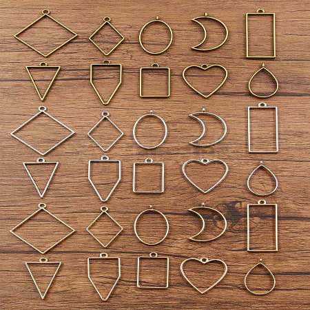 Zinc Alloy Open Back Bezel Pendants FIND-PW0024-02B-1