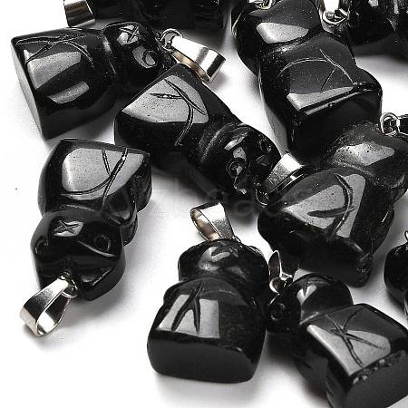 Natural Obsidian Pendants G-B127-08P-07-1